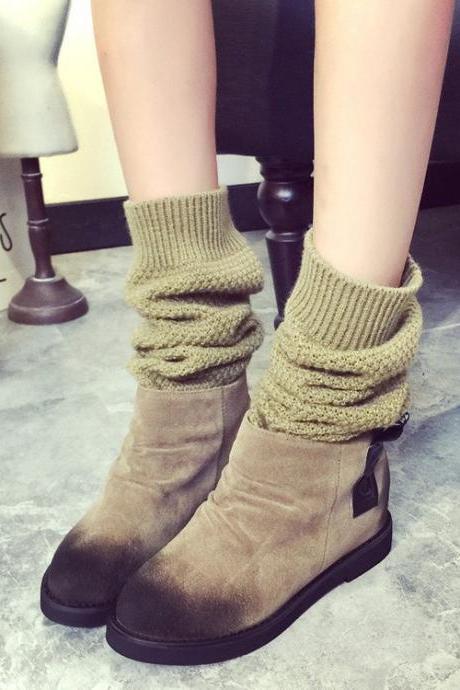 Wool Knitting Canister Flat Martin Boots