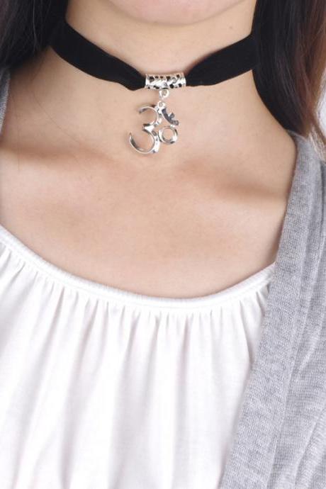 Personality all-match black flannelette 3D digital Pendant Necklace Necklace