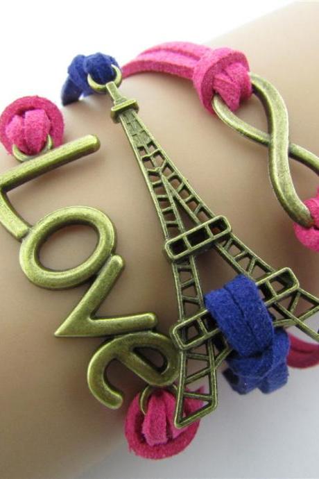 LOVE Eiffel Tower Multielement Color Fashion Bracelets