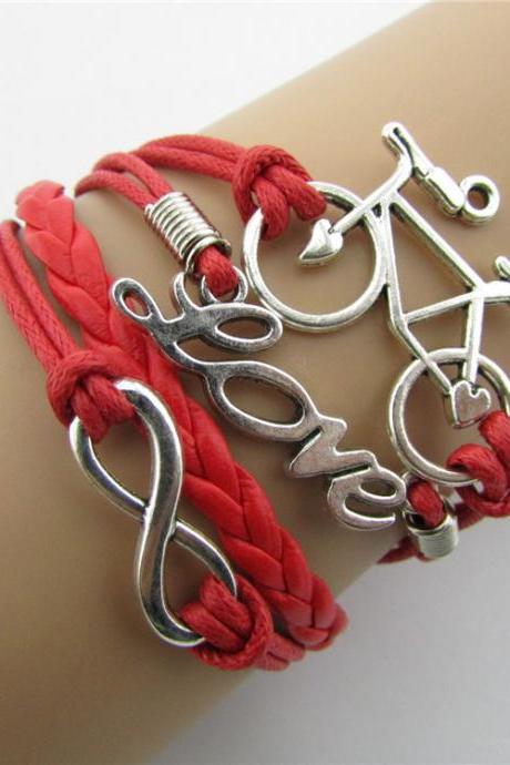 Love Bike Hand-made Leather Cord Bracelet