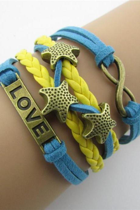 LOVE Starfish Colorful Leather Bracelet