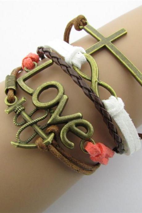 Anchor Cross Love Eight Fashionable Hand-made Bracelet
