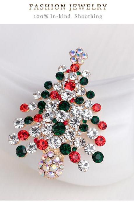 KC gold full diamond grade Christmas tree Brooch
