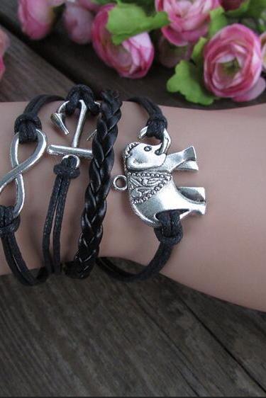 Retro Elephants Hand-made Anchor Bracelet