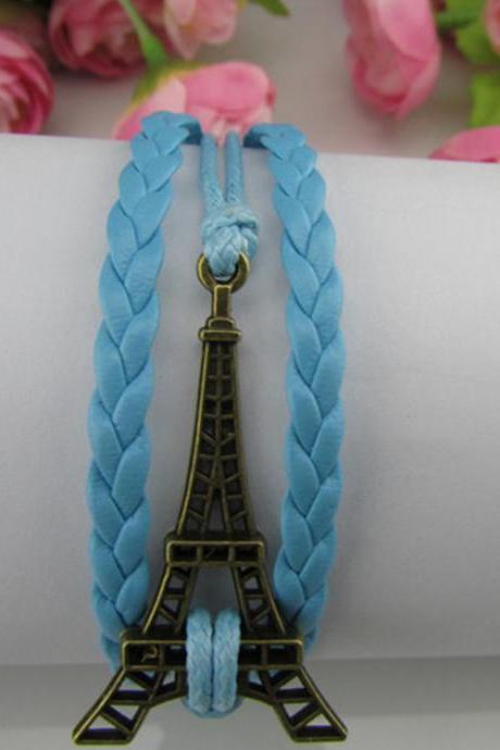 Eiffel Tower Multilayer Leather Woven Bracelet