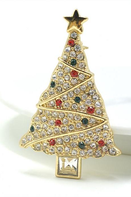 Fashion personality full diamond alloy Christmas tree Brooch
