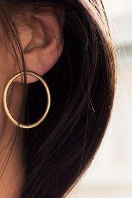 Oversized Hoop Stud Earrings In Gold Or Silver, Jewelry