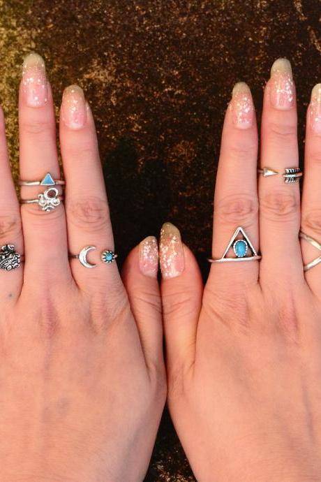 Personality Gypsy Elephant 3d Triangle Combination Ring