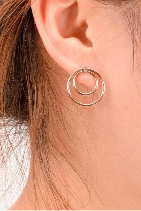 Personality Contracted Big Small Ring Earrings