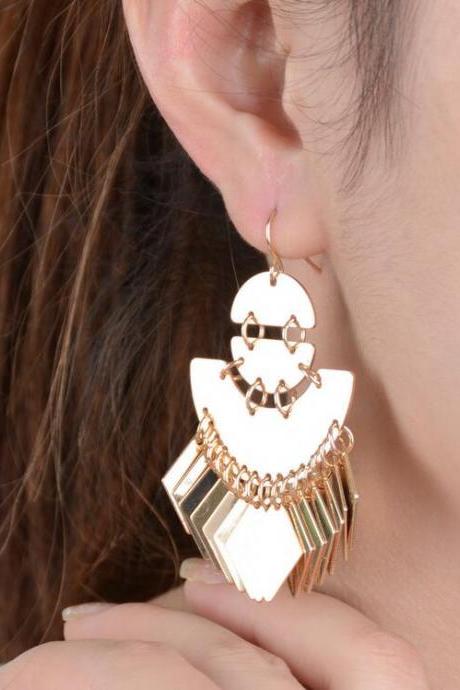Exaggerated Smooth Sequins Tassel Earrings