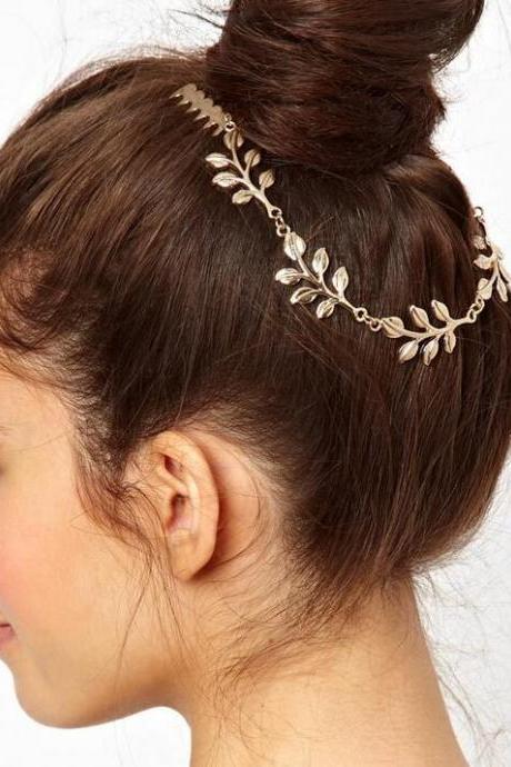 Golden Leaves Dual Hair Comb Hair Accessory