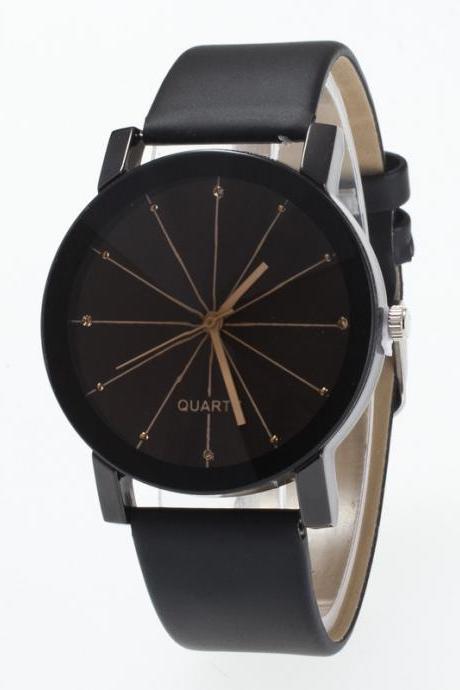 Black Round Dial Crystal Couple Watch