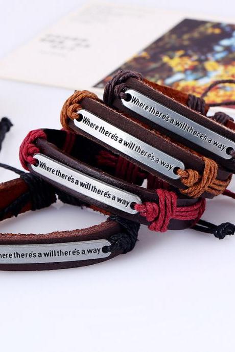 Retro Alloy Letters Braided Bracelet