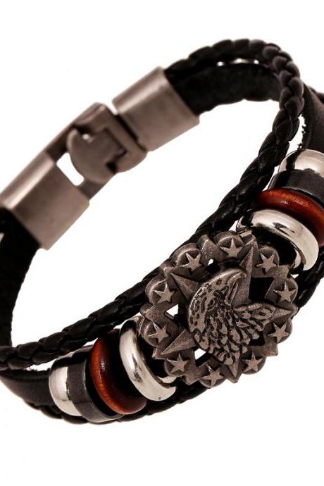 Eagle Head Star Multilayer Woven Bracelet