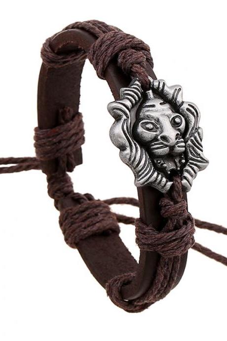 Personality Lion Leather Bracelet