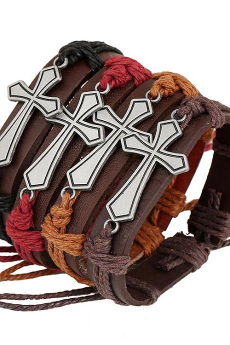 Personality Cross Woven Bracelet Set