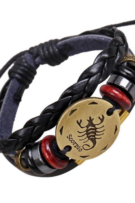 Scorpio Constellation Leather Bracelet