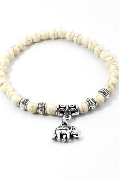 Natural Stone Beads Elephant Yoga Bracelet