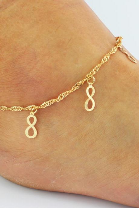 Infinity Charms Chain Anklet In Gold, Jewelry