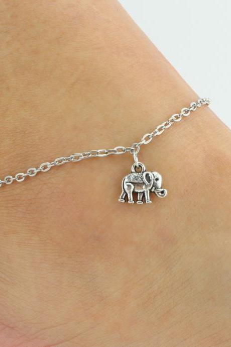 Silver Elephant Pendant Women's Anklet