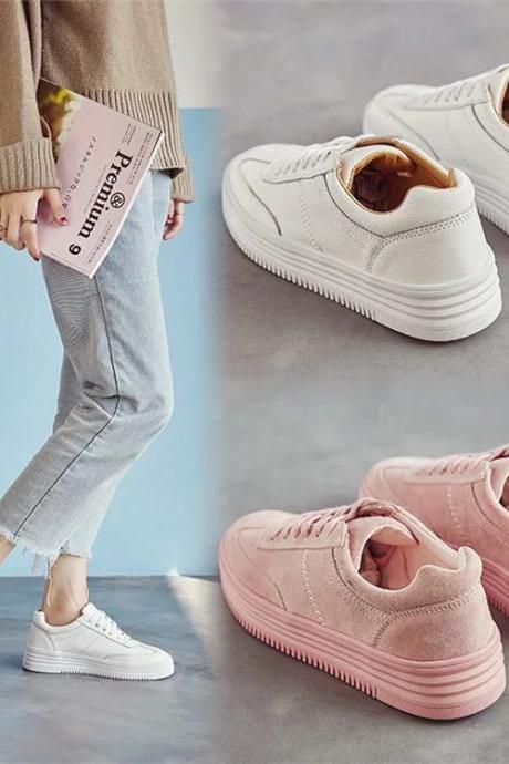Lace-Up Faux Leather Sneakers 