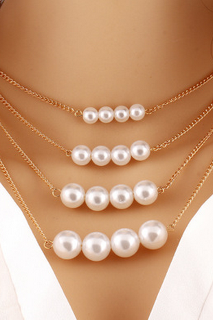 Explosion Multi-layer Pearl Metal Necklace