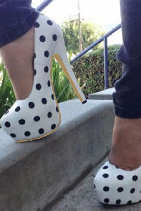 Sexy Polka Dot Stiletto Heel High Platform Heel Shoes