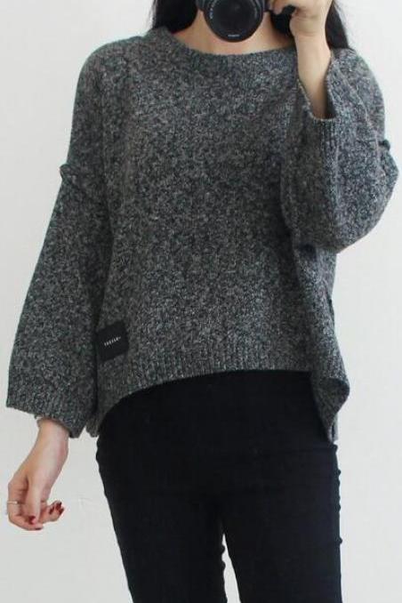 Loose Batwing Sleeve Pullover Knitting Sweater