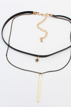 The European And American Fashion Double Pendant Necklace