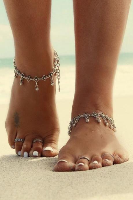 Exaggerated Personality Hollow Out Small Beads Pendant Anklets（ak22101501）