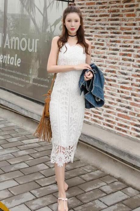 2017 Summer Lace Embroidery Condole Belt Dress
