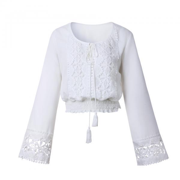 White Crochet Lace Plunge ..