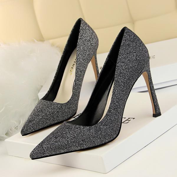 Glitter Pointed-toe High H..