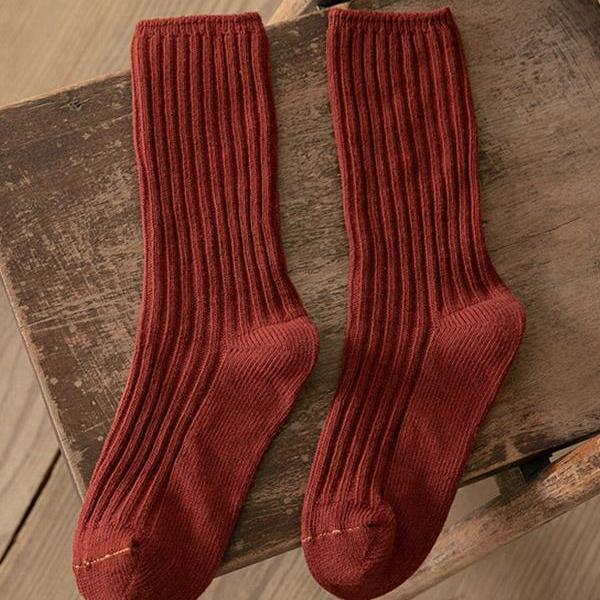 DARK RED Vintage Casual Simple Socks