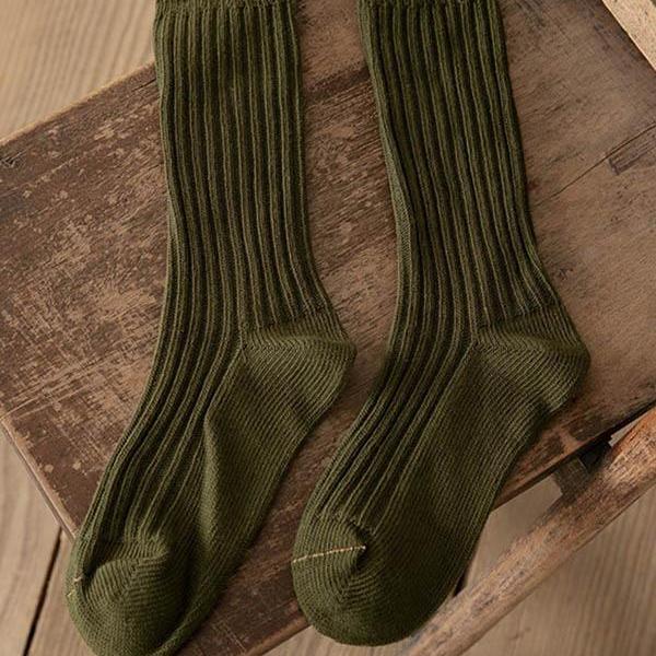 Blackish Green Vintage Casual Simple Socks