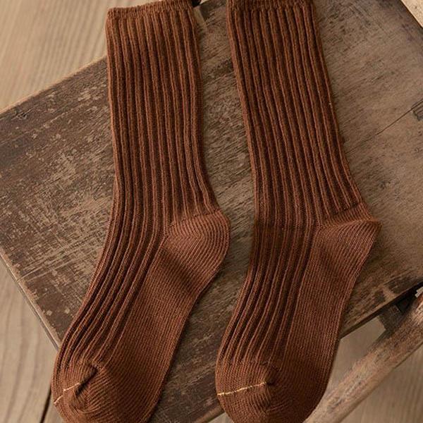 LIGHT COFFEE Vintage Casual Simple Socks