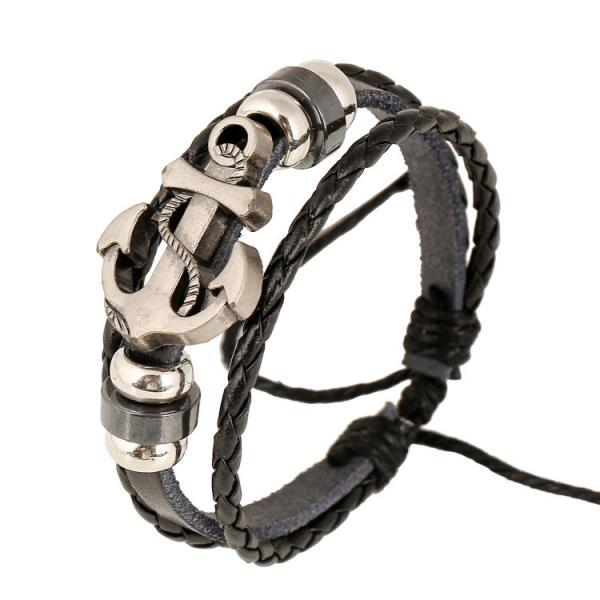 Fashion Beaded Anchor Leather Bracelet on Luulla