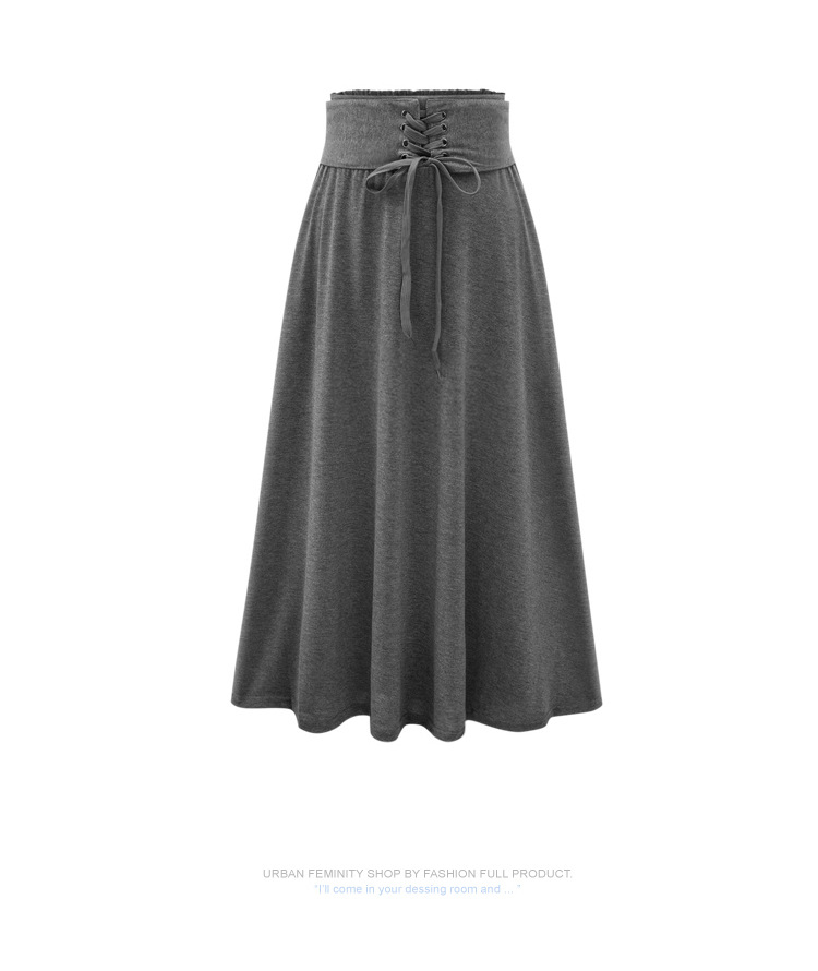 Waist Band Elastic Solid Modal Flare Long Skirt on Luulla