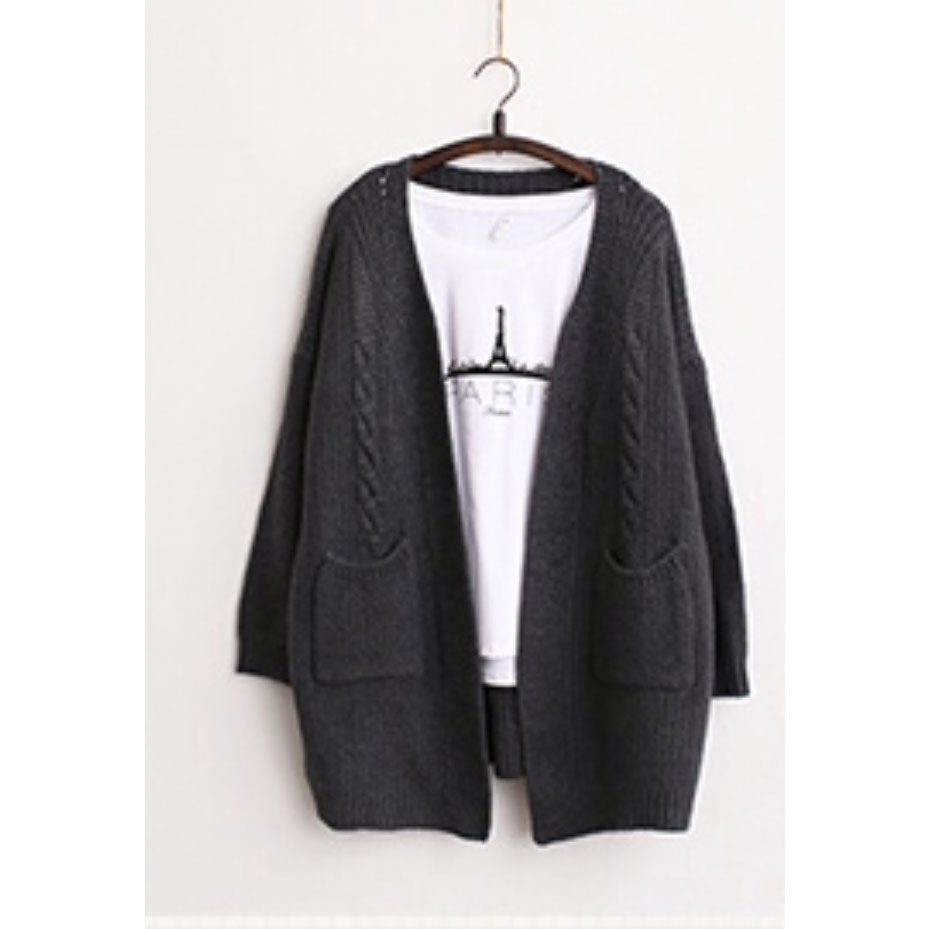 V-Neck Cable Knit Cardigan main image 1