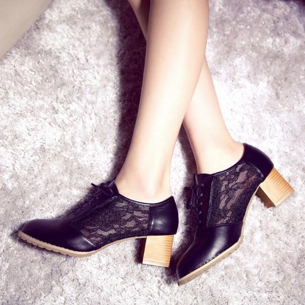 round toe chunky heel shoes