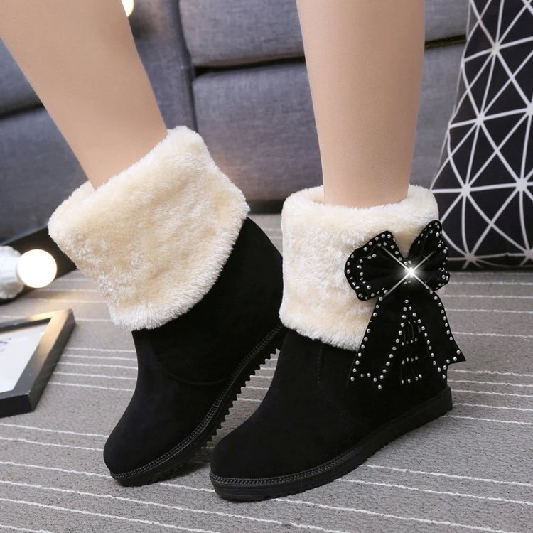Pure Color Suede Slope Heel Round Toe Short Boots on Luulla