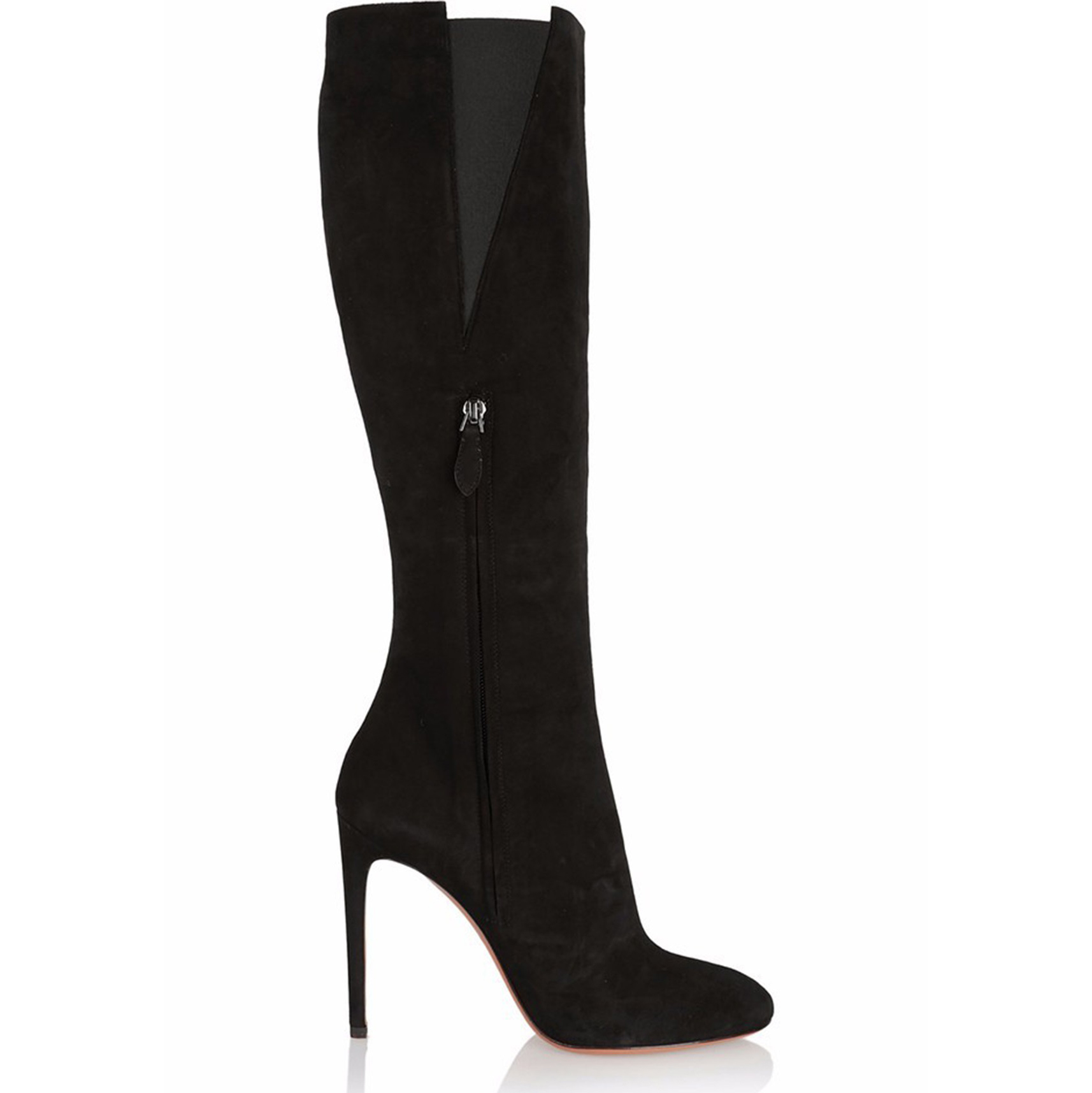 black suede stiletto boots