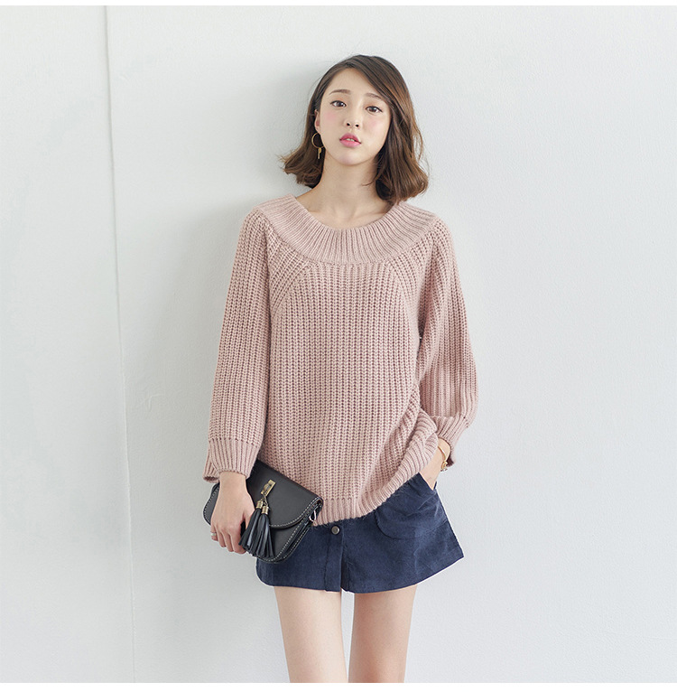 Free Shipping Sexy Pink Off Shoulder Loose Sweater on Luulla