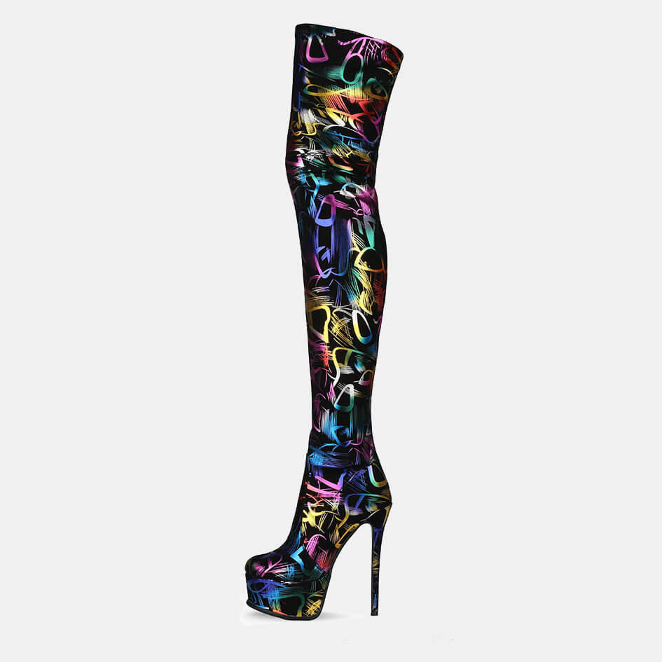 Printed Platform High Heels
