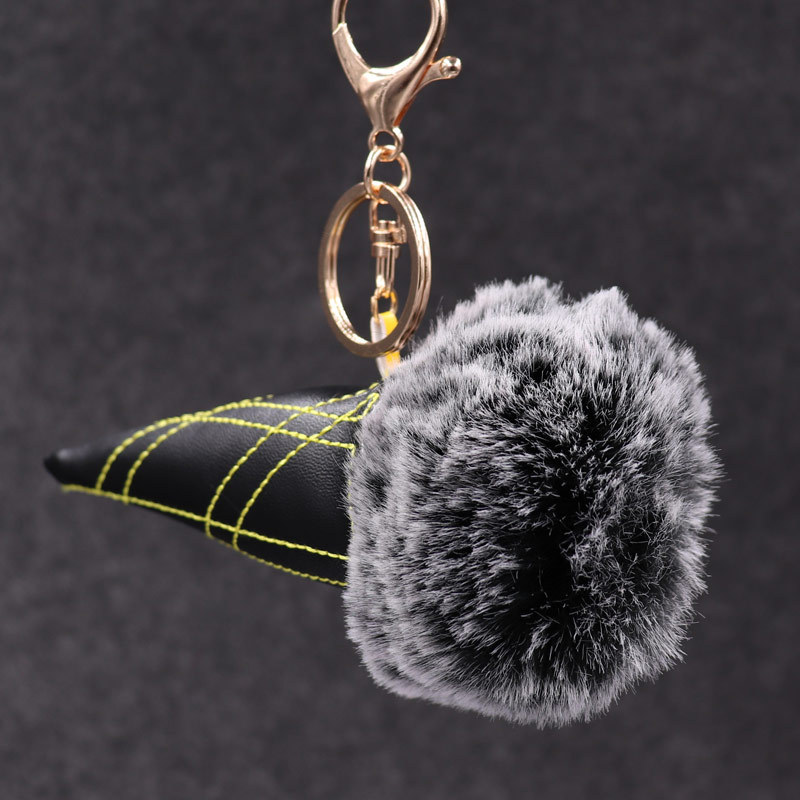 8cm Imitation Rex Rabbit Fur Ball Ice Cream Key Chain Pendant Plush Fur ...