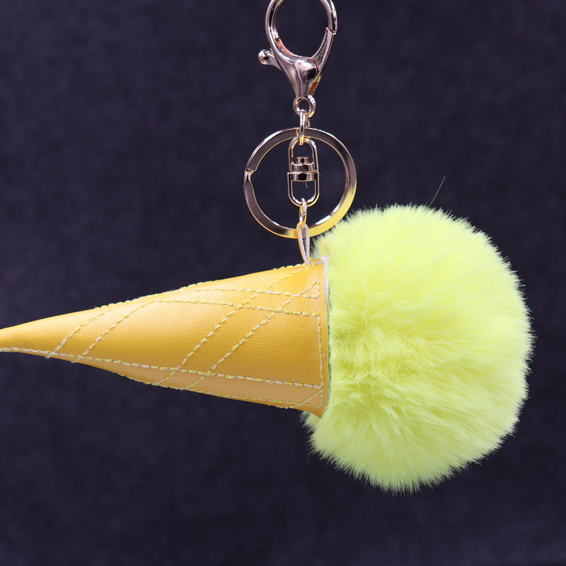 8cm Imitation Rex Rabbit Fur Ball Ice Cream Key Chain Pendant Plush Fur ...