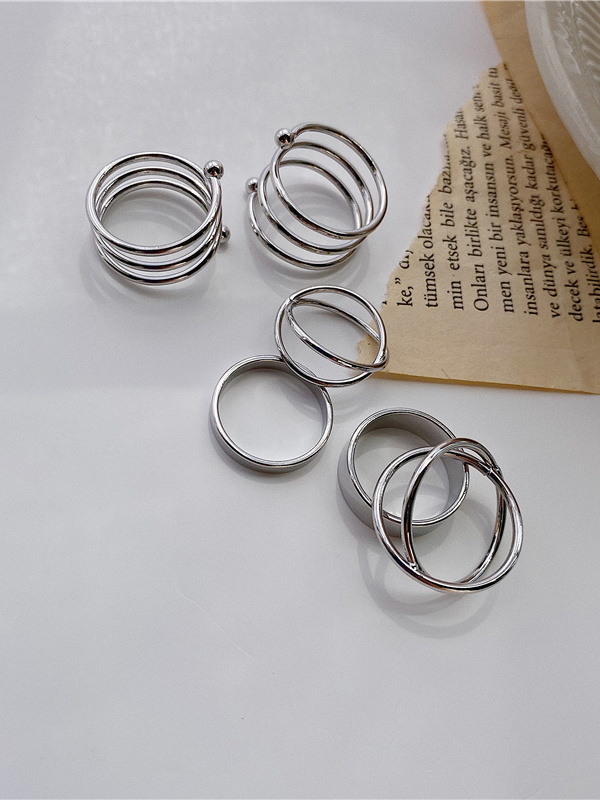 Silver Original Simple Cool Solid Color Rings on Luulla