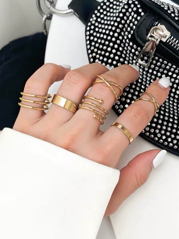 Gold Original Simple Cool Solid Color Rings on Luulla