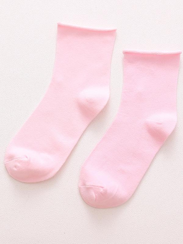 Light Pink Solid Color Rolled Socks on Luulla