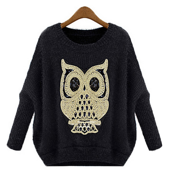 Loose Owl Pattern Sweater on Luulla